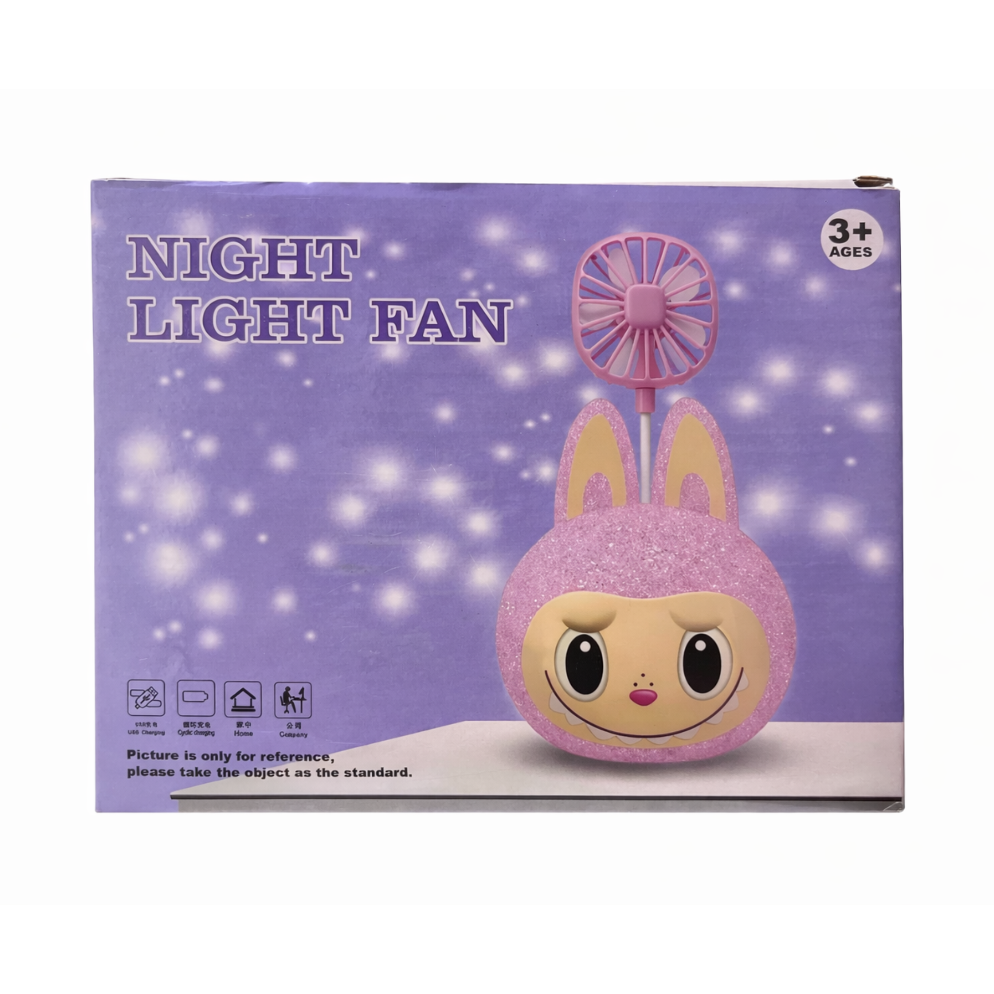 Lampara De Noche Con Ventilador Recargable Personajes