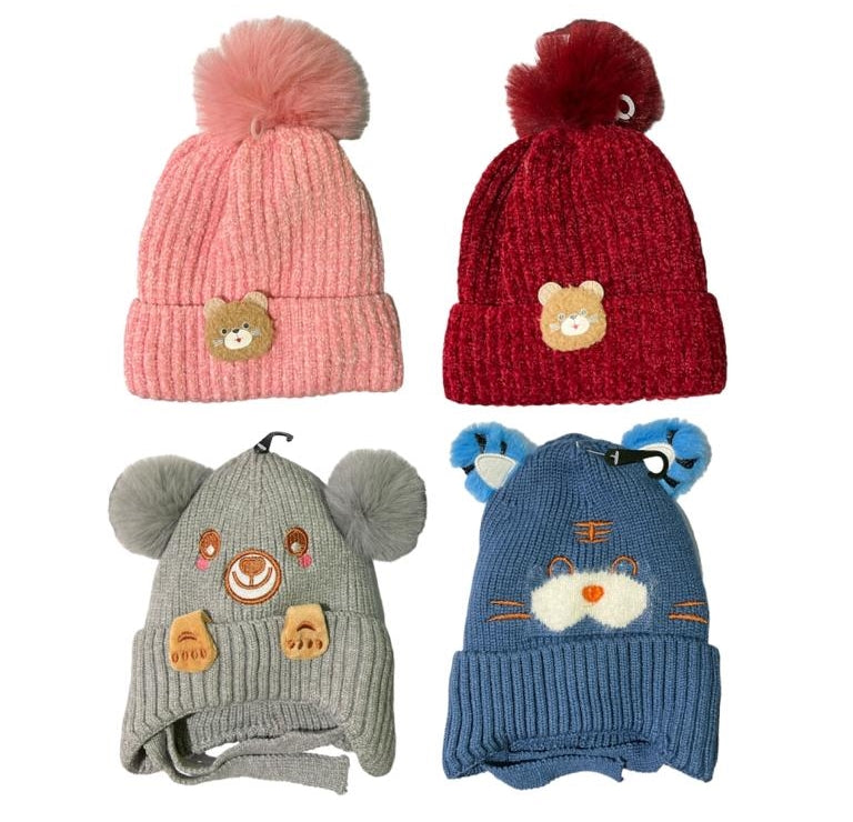 Gorro Con Pompon Niños Ositos
